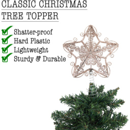Shatchi Rose Gold Glitter Star Tree Topper - Size: 30 x 20 x 2.5cm - Pink - Wilko - thumbnail 5