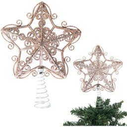Shatchi Rose Gold Glitter Star Tree Topper - Size: 30 x 20 x 2.5cm - Pink - Wilko - thumbnail 4