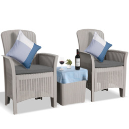 Centurion Supports Ophelia 2 Seater Cream Rattan Armchair Set with Side Table - Grey - Wilko - thumbnail 3