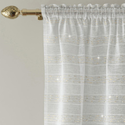 Tyrone Textiles Lima Gold Metallic Lurex Stripe Rod Pocket Voile Panel Curtains 140 x 229cm - Size: W 140 x D 229cm - Wilko - thumbnail 4