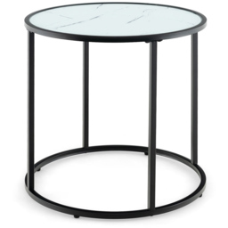 Costway White Faux Marble Round Side Table with Metal Frame - Size: 58 x 57 x 12cm - Wilko - thumbnail 3