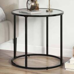 Costway White Faux Marble Round Side Table with Metal Frame - Size: 58 x 57 x 12cm - Wilko