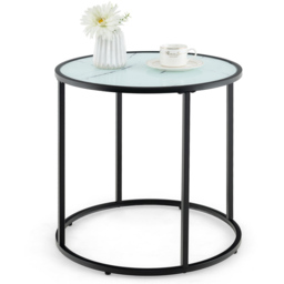 Costway White Faux Marble Round Side Table with Metal Frame - Size: 58 x 57 x 12cm - Wilko - thumbnail 4