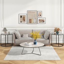 Costway White Faux Marble Round Side Table with Metal Frame - Size: 58 x 57 x 12cm - Wilko - thumbnail 6
