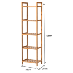 Living and Home 5 Shelf Natural Small Bookshelf - Brown - Wilko - thumbnail 5