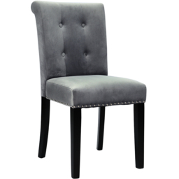 Living and Home Light Grey Tufted Velvet Dining Chair - Size: Single - Wilko - thumbnail 3