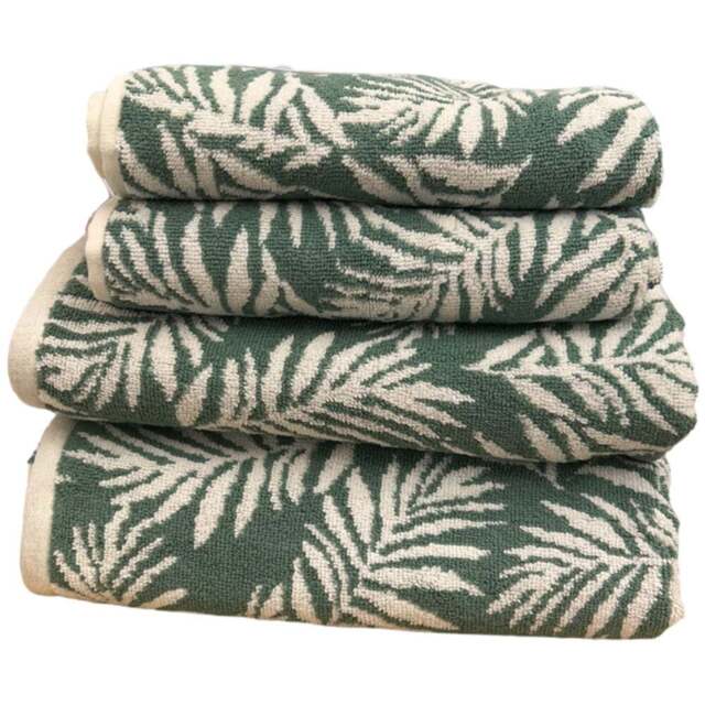 Bellissimo Botanical Turkish Cotton Green Towel Set of 4 - Size: 4 Piece - Wilko - image 1