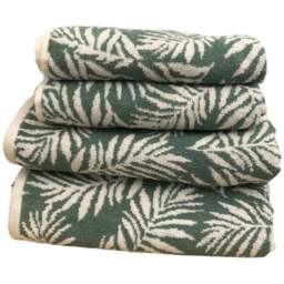 Bellissimo Botanical Turkish Cotton Green Towel Set of 4 - Size: 4 Piece - Wilko - thumbnail 1