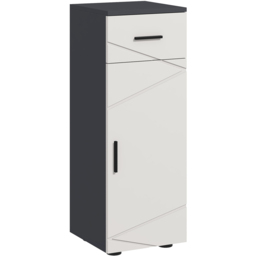 Portland Single Door Single Drawer Grey Slim Bathroom Cabinet - Size: 30 x 30 x 82cm - Wilko - thumbnail 3