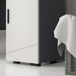 Portland Single Door Single Drawer Grey Slim Bathroom Cabinet - Size: 30 x 30 x 82cm - Wilko - thumbnail 4