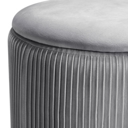 Living and Home Grey Round Pleated Storage Ottoman - Wilko - thumbnail 4