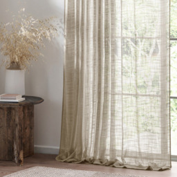 Yard Cirrus Sheer Tab Top Linen Curtain Panel 250 x 290cm - Size: W 250 x D 290cm - Cream - Wilko - thumbnail 4