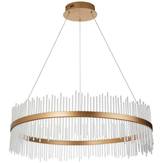 Merano Trapani Clear Glass Brushed Gold Plate Pendant Light - Size: 89 x 89 x 165cm - Wilko - image 1