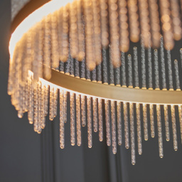Merano Trapani Clear Glass Brushed Gold Plate Pendant Light - Size: 89 x 89 x 165cm - Wilko - thumbnail 7