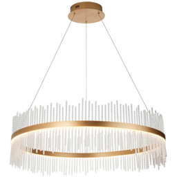 Merano Trapani Clear Glass Brushed Gold Plate Pendant Light - Size: 89 x 89 x 165cm - Wilko - thumbnail 4