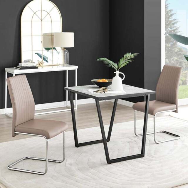Furniturebox Copeland Fontana Marble Effect 2 Seater Dining Set White Cappuccino and Chrome - Wilko - image 1