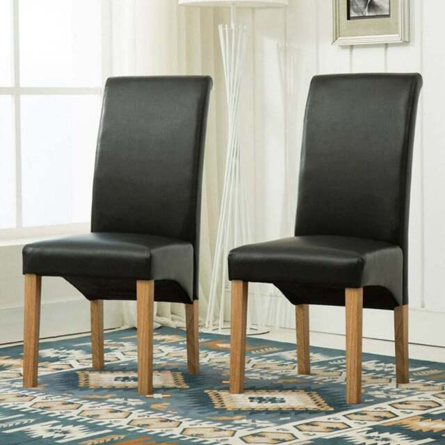 Set of 2 Black Faux Leather High Back Dining Chair - MCC - Wilko - image 1