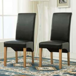 Set of 2 Black Faux Leather High Back Dining Chair - MCC - Wilko