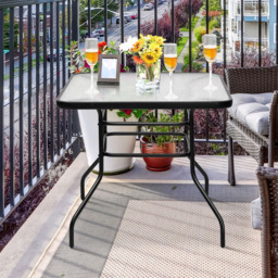 Costway 4 Seater Glass Dining Table Black with Parasol Hole - Size: 88.9 x 86.4 x 10.16cm - Wilko - thumbnail 5