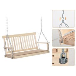 Outsunny 2-Seater Porch Swing Chair - Size: 61 x 65 x 119cm - Brown - Wilko - thumbnail 6