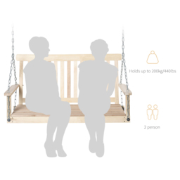 Outsunny 2-Seater Porch Swing Chair - Size: 61 x 65 x 119cm - Brown - Wilko - thumbnail 4