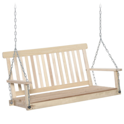 Outsunny 2-Seater Porch Swing Chair - Size: 61 x 65 x 119cm - Brown - Wilko - thumbnail 3