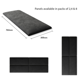 Aspire EasyMount Ebony Plush Velvet Upholstered Wall Mounted Headboard Panels 2 Pack - Black - Aspire Beds - Wilko - thumbnail 6
