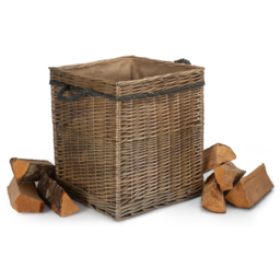 Red Hamper Square Medium Antique Wash Storage Log Basket - Size: 40 x 40 x 45cm - Brown - Wilko - thumbnail 3
