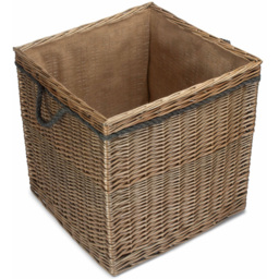 Red Hamper Square Medium Antique Wash Storage Log Basket - Size: 40 x 40 x 45cm - Brown - Wilko - thumbnail 4