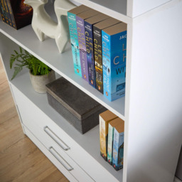 Home Source Clara 2 Drawer 5 Shelf White Bookcase - Wilko - thumbnail 4