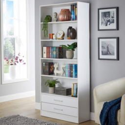 Home Source Clara 2 Drawer 5 Shelf White Bookcase - Wilko - thumbnail 1