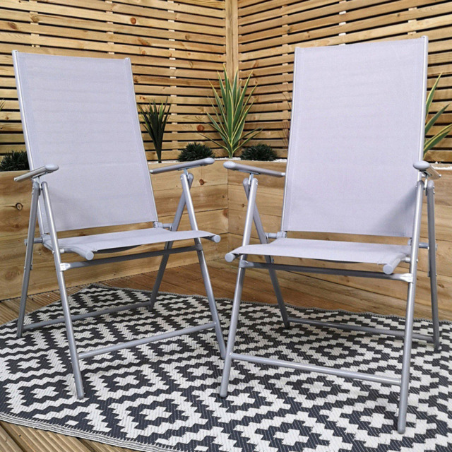Samuel Alexander Set of 2 Grey Multi Position Recliner Patio Chair - Size: 1 Seater - Wilko - image 1