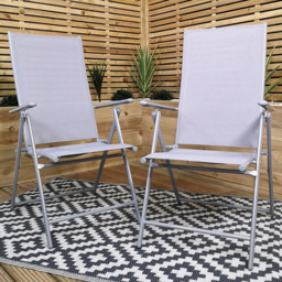 Samuel Alexander Set of 2 Grey Multi Position Recliner Patio Chair - Size: 1 Seater - Wilko