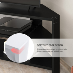 Decortie Thales 2 Shelf Black Bute Effect Corner Modern TV Unit - Size: 45 x 110 x 36cm - Wilko - thumbnail 7