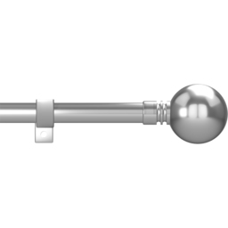 Caecus 70-120cm Extendable Metal Eyelet Polished Chrome Ball Curtain Pole - Size: 70 - 120cm - Silver - Wilko - thumbnail 1