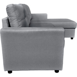 DS Living The Savona 3 Seater Silver Fabric L-Shape Pull Out Chaise Sofa Bed - Wilko - thumbnail 7