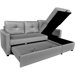 DS Living The Savona 3 Seater Silver Fabric L-Shape Pull Out Chaise Sofa Bed - Wilko - thumbnail 4