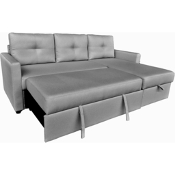 DS Living The Savona 3 Seater Silver Fabric L-Shape Pull Out Chaise Sofa Bed - Wilko - thumbnail 6