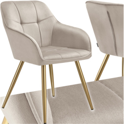 Tectake Marilyn Tauper and Gold Quilted Velvet Continuous Backrest Chair - Grey - Wilko - thumbnail 3