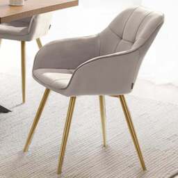 Tectake Marilyn Tauper and Gold Quilted Velvet Continuous Backrest Chair - Grey - Wilko