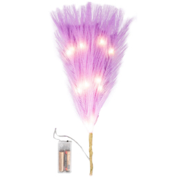 Shatchi Pre Lit Violet Pampas Grass 45cm - Size: 45 x 5 x 5cm - Purple - Wilko