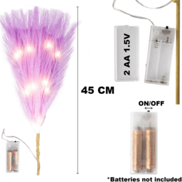 Shatchi Pre Lit Violet Pampas Grass 45cm - Size: 45 x 5 x 5cm - Purple - Wilko - thumbnail 6