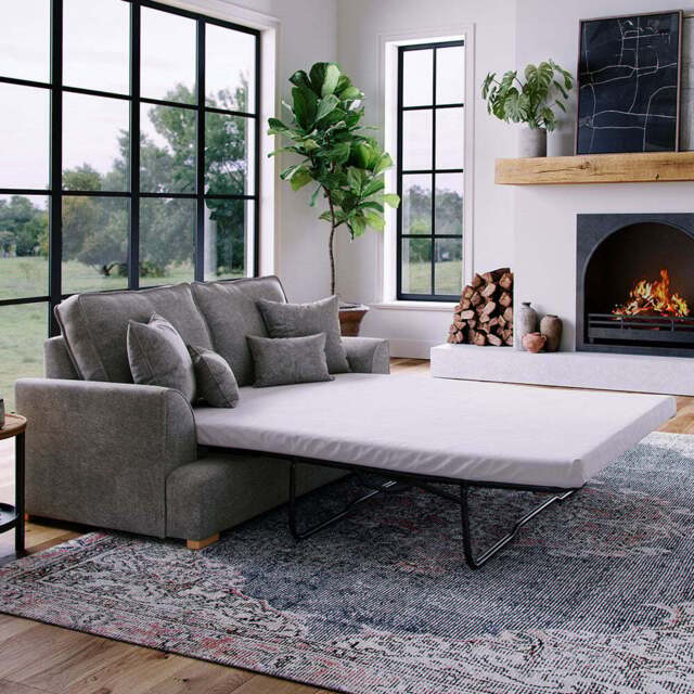 Alba City 2 Seater Steel Fabric Sofa Bed - Grey - Wilko - image 1