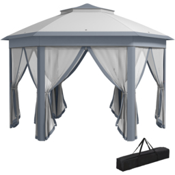 Outsunny 4 x 4m Grey Hexagon Marquee Patio Gazebo with Sides - Size: 285 x 405 x 405cm - Wilko - thumbnail 3