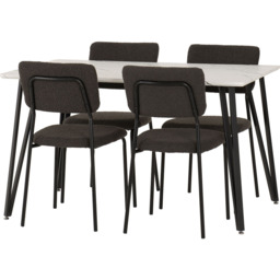 Seconique Marlow and Sheldon 4 Seater Dining Set White Marble and Grey Boucle Fabric - White Marble/Grey Boucle Fabric - Wilko - thumbnail 3