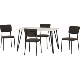 Seconique Marlow and Sheldon 4 Seater Dining Set White Marble and Grey Boucle Fabric - White Marble/Grey Boucle Fabric - Wilko - thumbnail 4