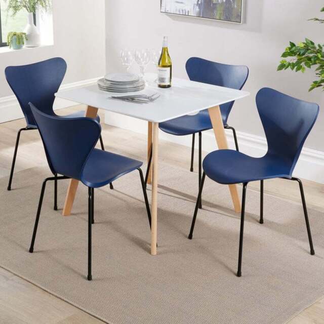 Home Source Trinity Penny 4 Seater Dining Set Blue - Wilko - image 1
