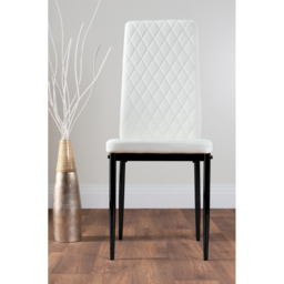 Furniturebox Valera Set of 4 White and Black Faux Leather Dining Chair - Wilko - thumbnail 3