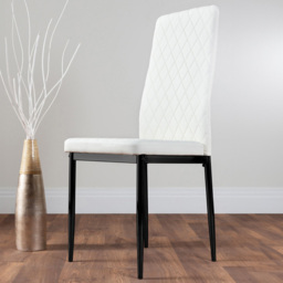 Furniturebox Valera Set of 4 White and Black Faux Leather Dining Chair - Wilko - thumbnail 1