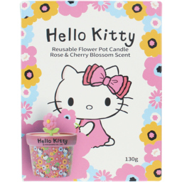 Hello Kitty Seasons Spring Rose and Cherry Blossom Candle in Plant Pot 130g - Size: 16.1 x 9.4 x 9.9cm - Multi - Wilko - thumbnail 4